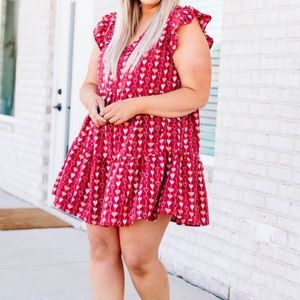 New! Cute Red Dress with Hearts! Size: XL